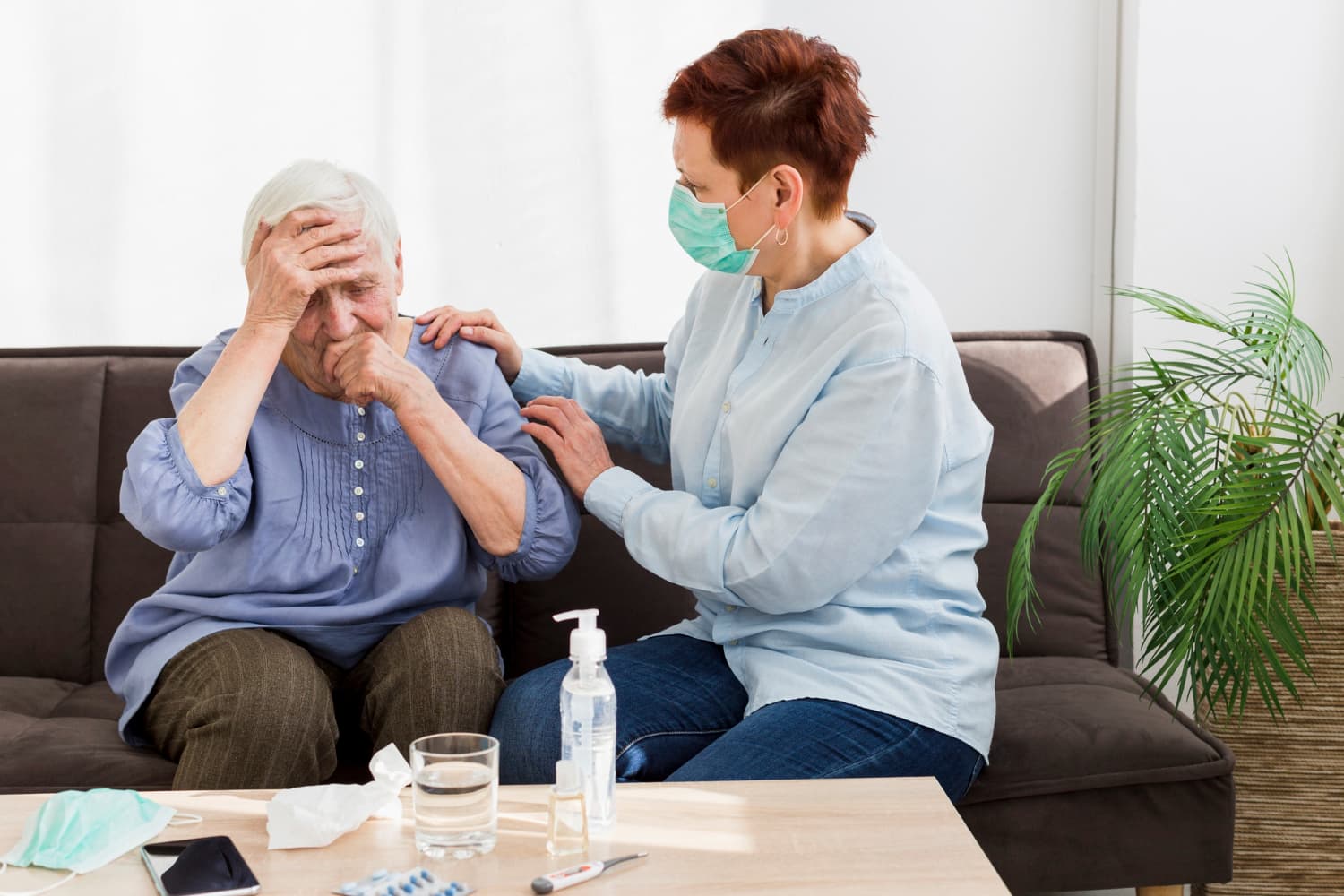 caregiver assisting a client at home